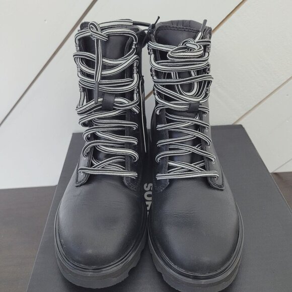 NWT Sorel Womens Lennox Lace Combat Boots Black Size 6 Waterproof Leather - Picture 3 of 12